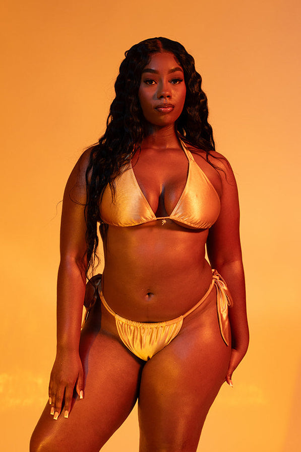 Honey Satin Bikini Top