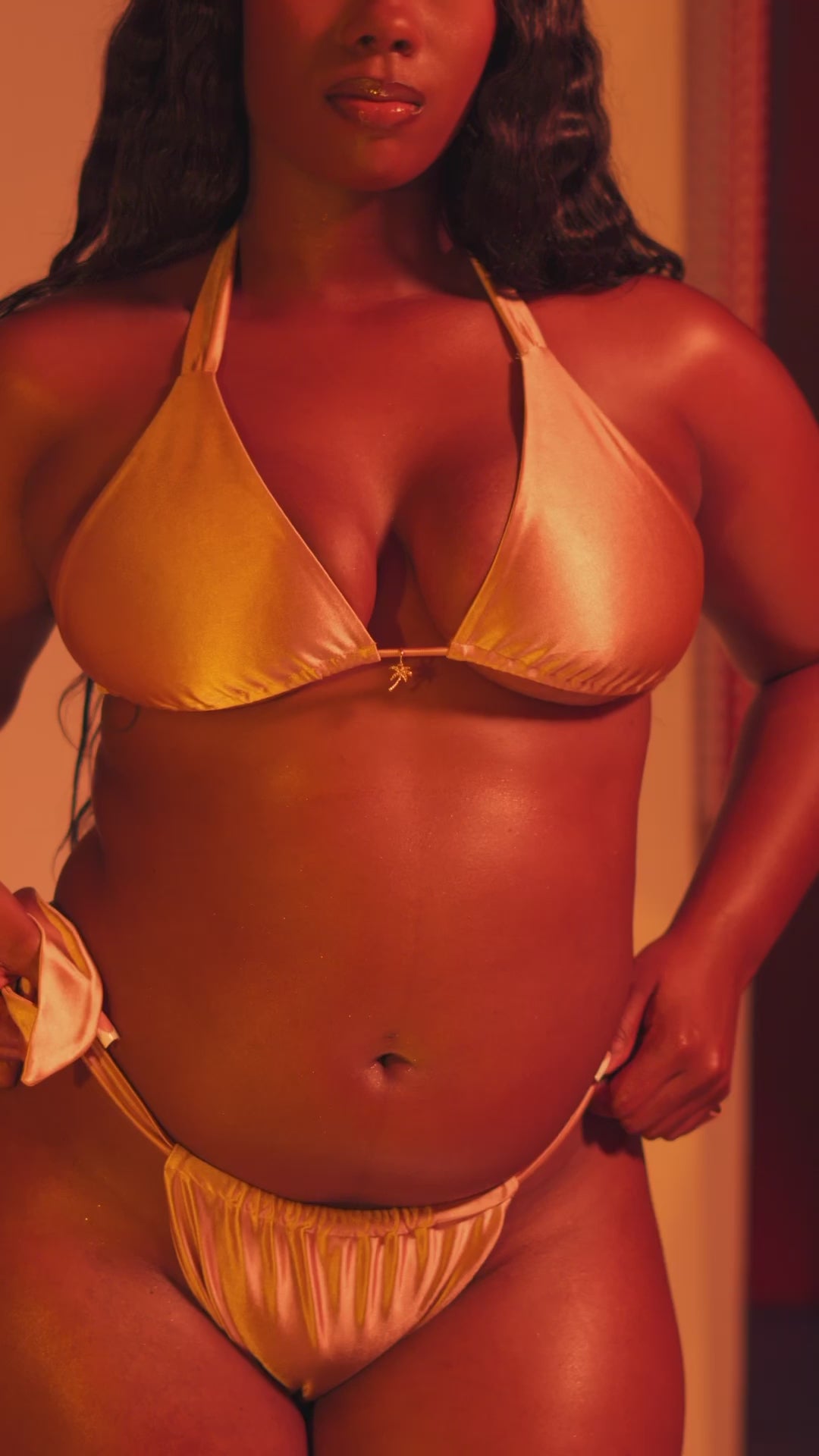 Honey Satin Bikini Bottom